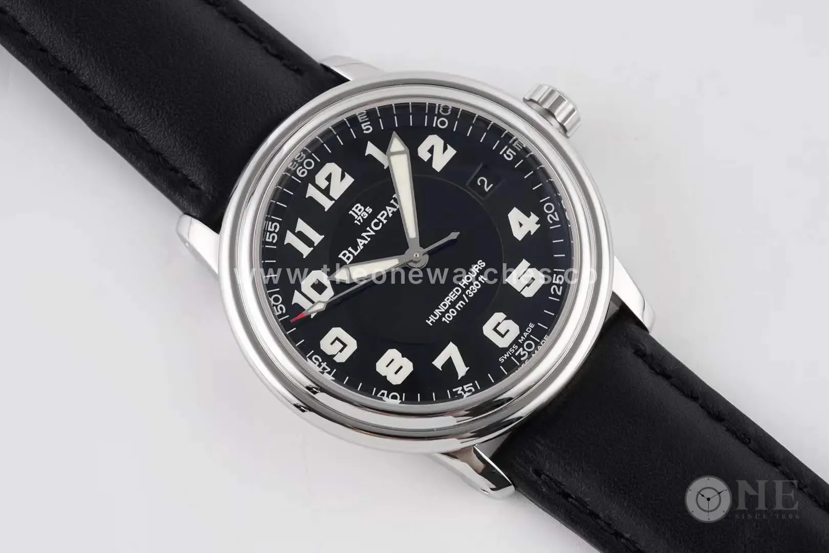 Hundred Hours Black Dial in Steel on Black Leather Strap - Image 4