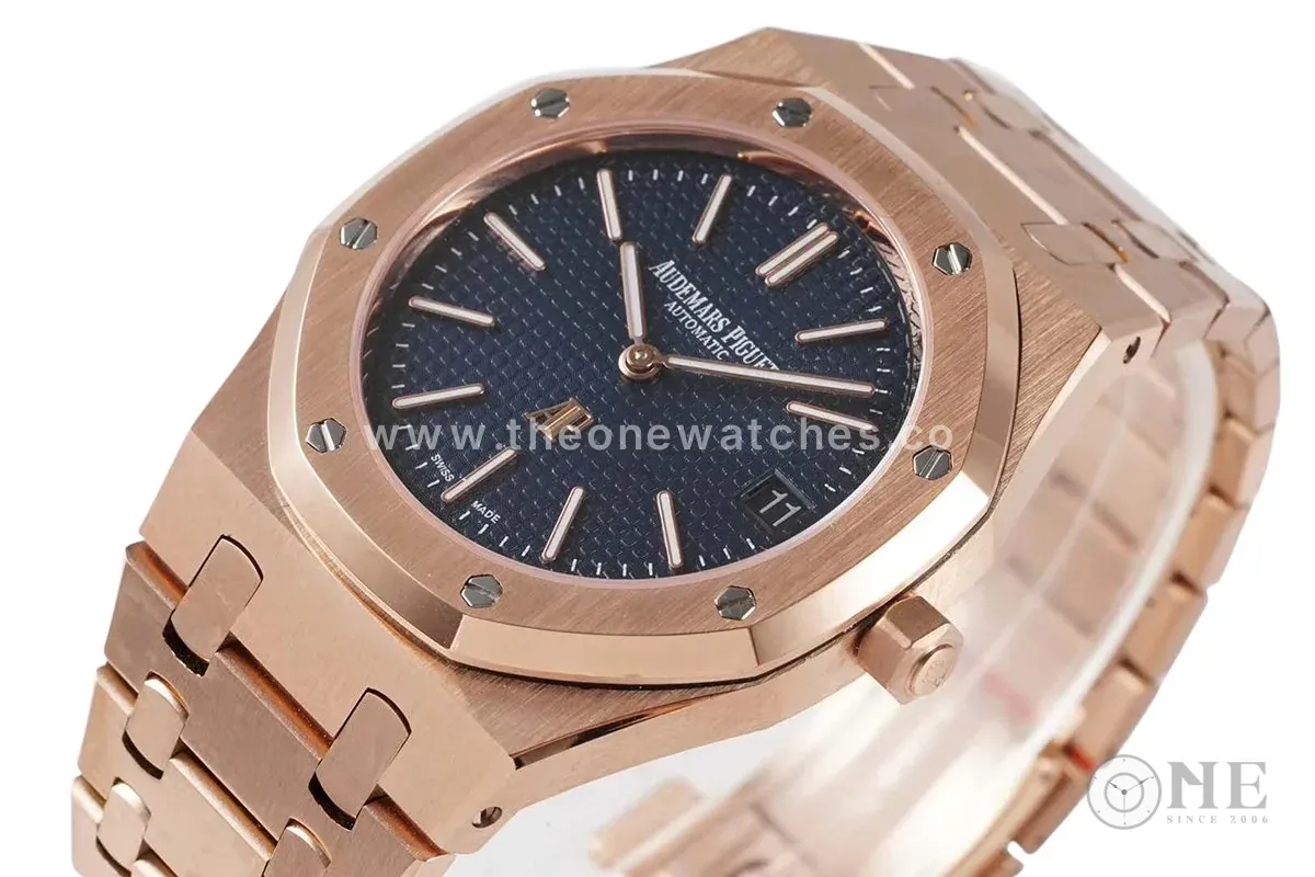 Royal Oak 15202 39mm cadran bleu en or rose – Image 2