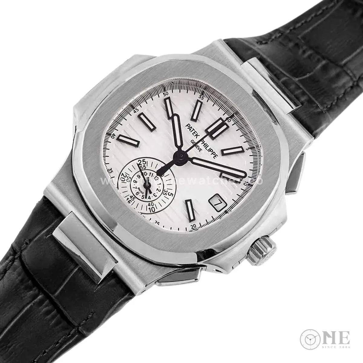 Nautilus 5980/1A-019 White Dial in Steel on Leather Strap - Image 2
