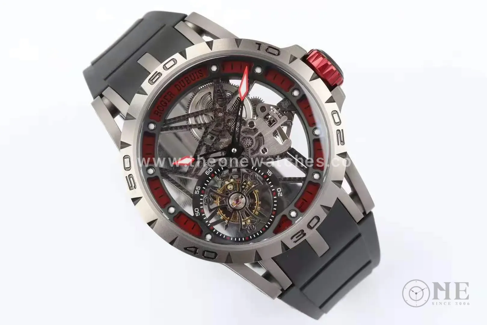 Excalibur Spider Skeleton Flying Tourbillon mit schwarzem Kautschukarmband – Bild 5