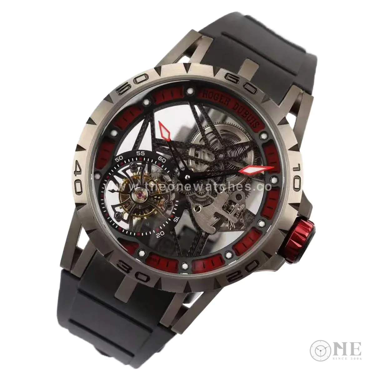 Excalibur Spider Skeleton Flying Tourbillon mit schwarzem Kautschukarmband – Bild 2