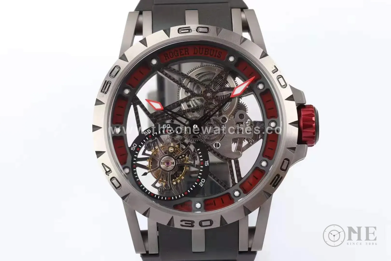 Excalibur Spider Skeleton Flying Tourbillon mit schwarzem Kautschukarmband – Bild 4