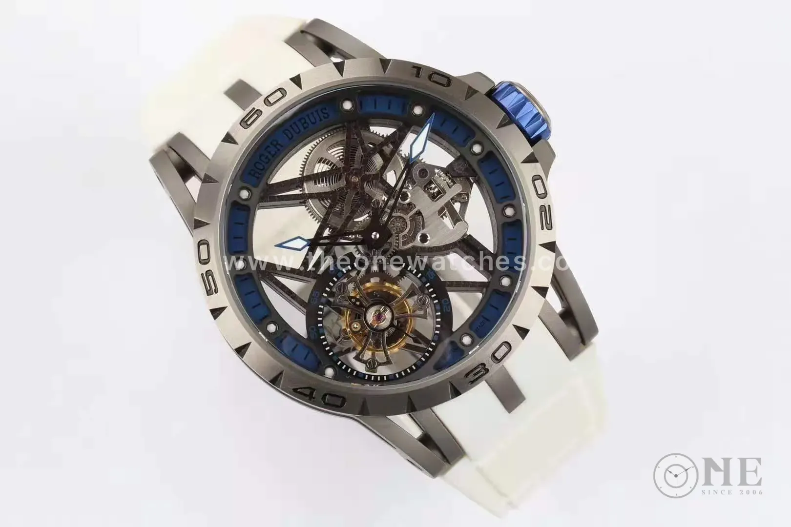 Excalibur Spider Skeleton Flying Tourbillon mit weißem Kautschukarmband – Bild 5