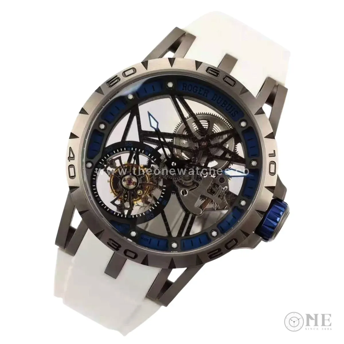 Excalibur Spider Skeleton Flying Tourbillon mit weißem Kautschukarmband – Bild 2