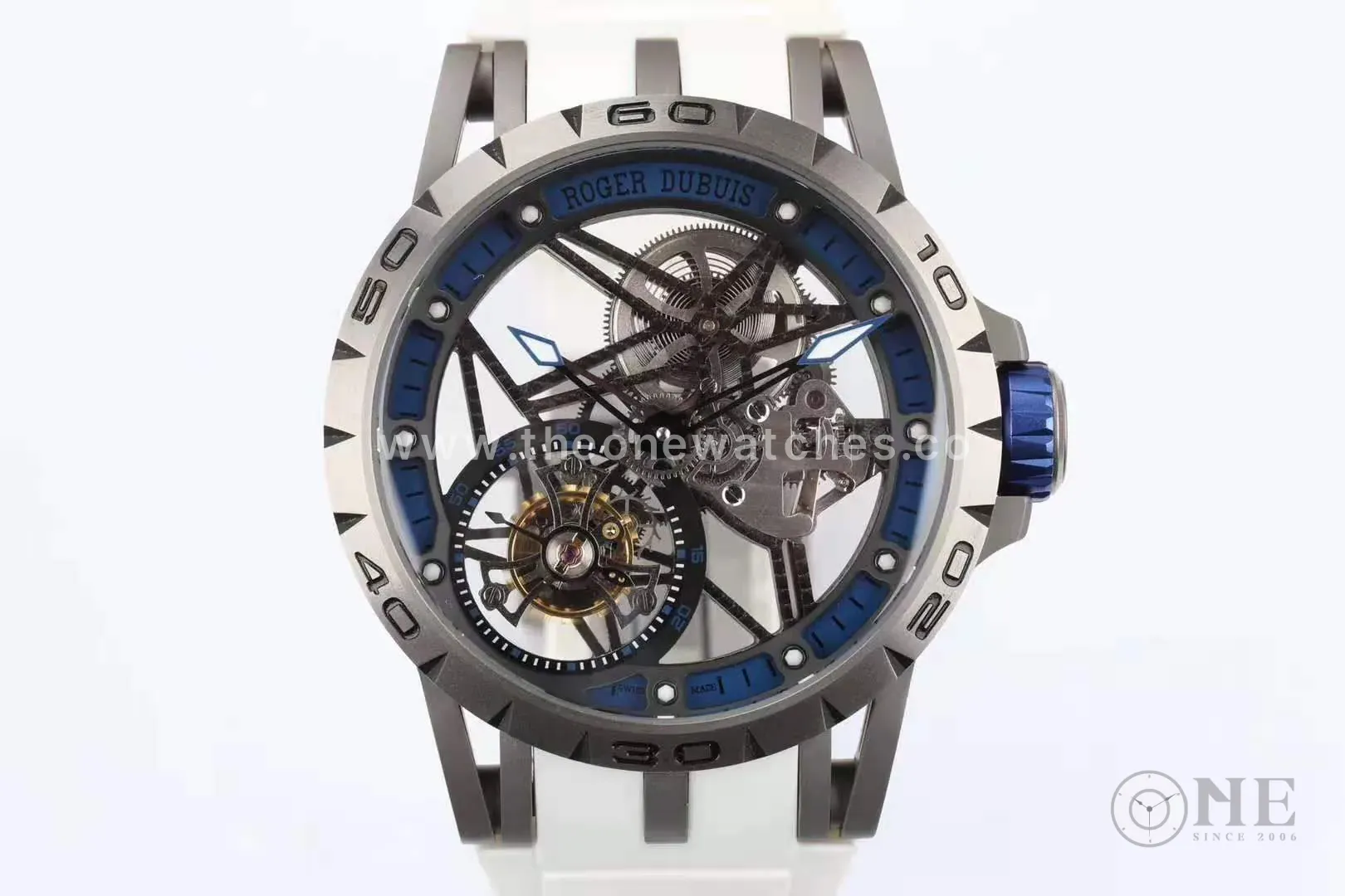 Excalibur Spider Skeleton Flying Tourbillon mit weißem Kautschukarmband – Bild 3
