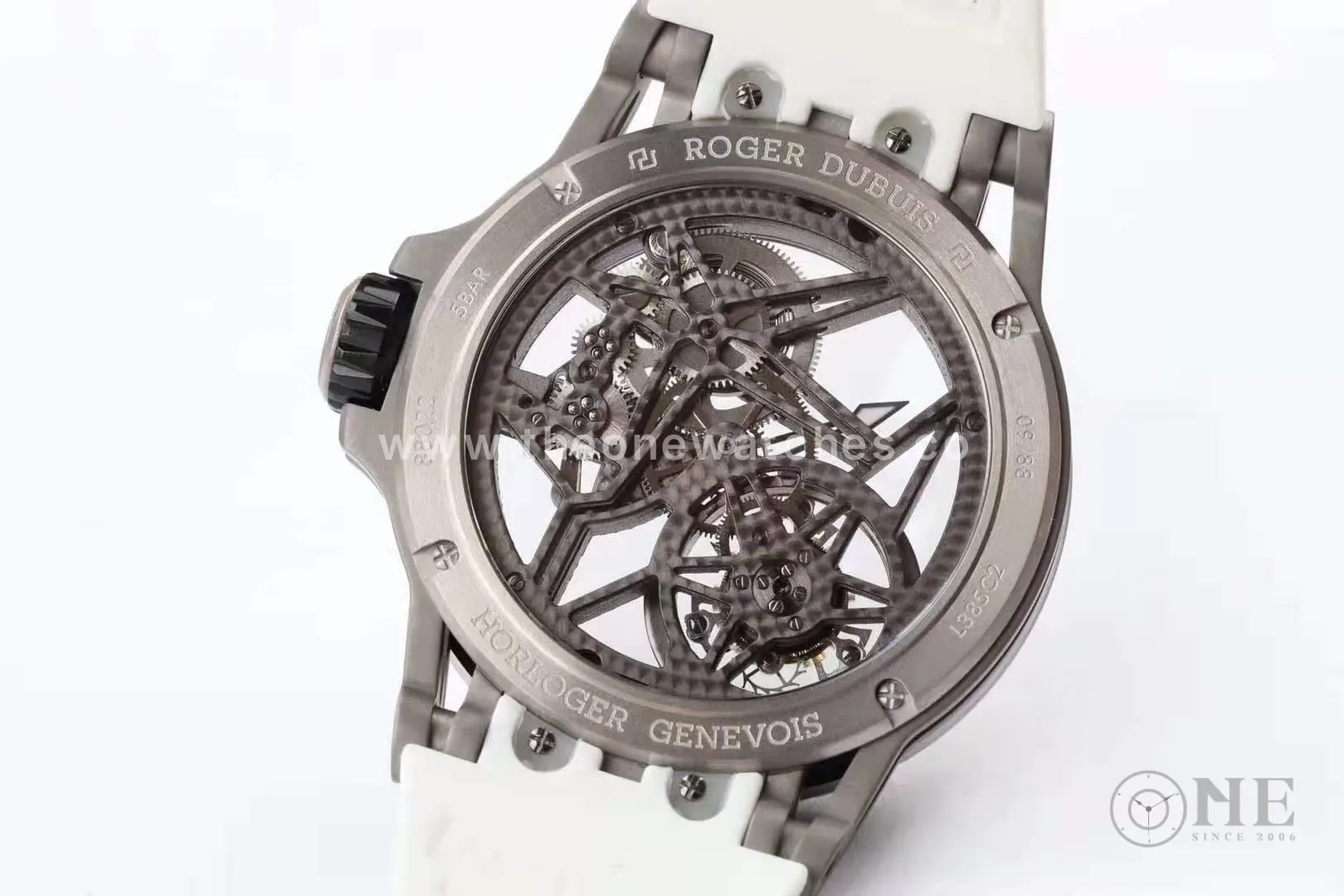 Excalibur Spider Skeleton Flying Tourbillon with White Rubber Strap - Image 3
