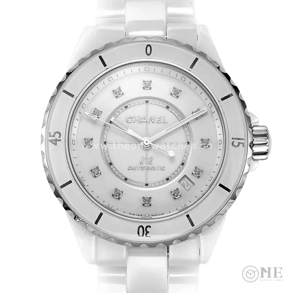 J12 weiße Keramik und Stahl mit Diamantindizes Ref: H5705
