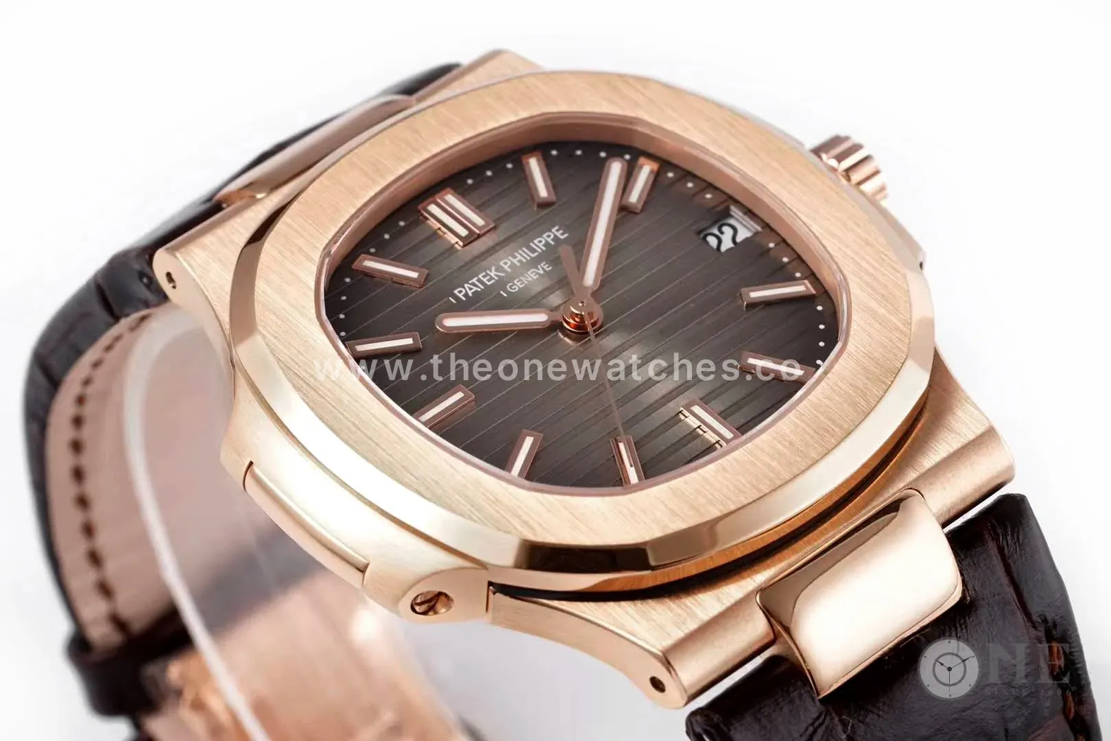 Nautilus Jumbo 5711 Brown Dial in Rose Gold with Brown Leather Strap - Image 5