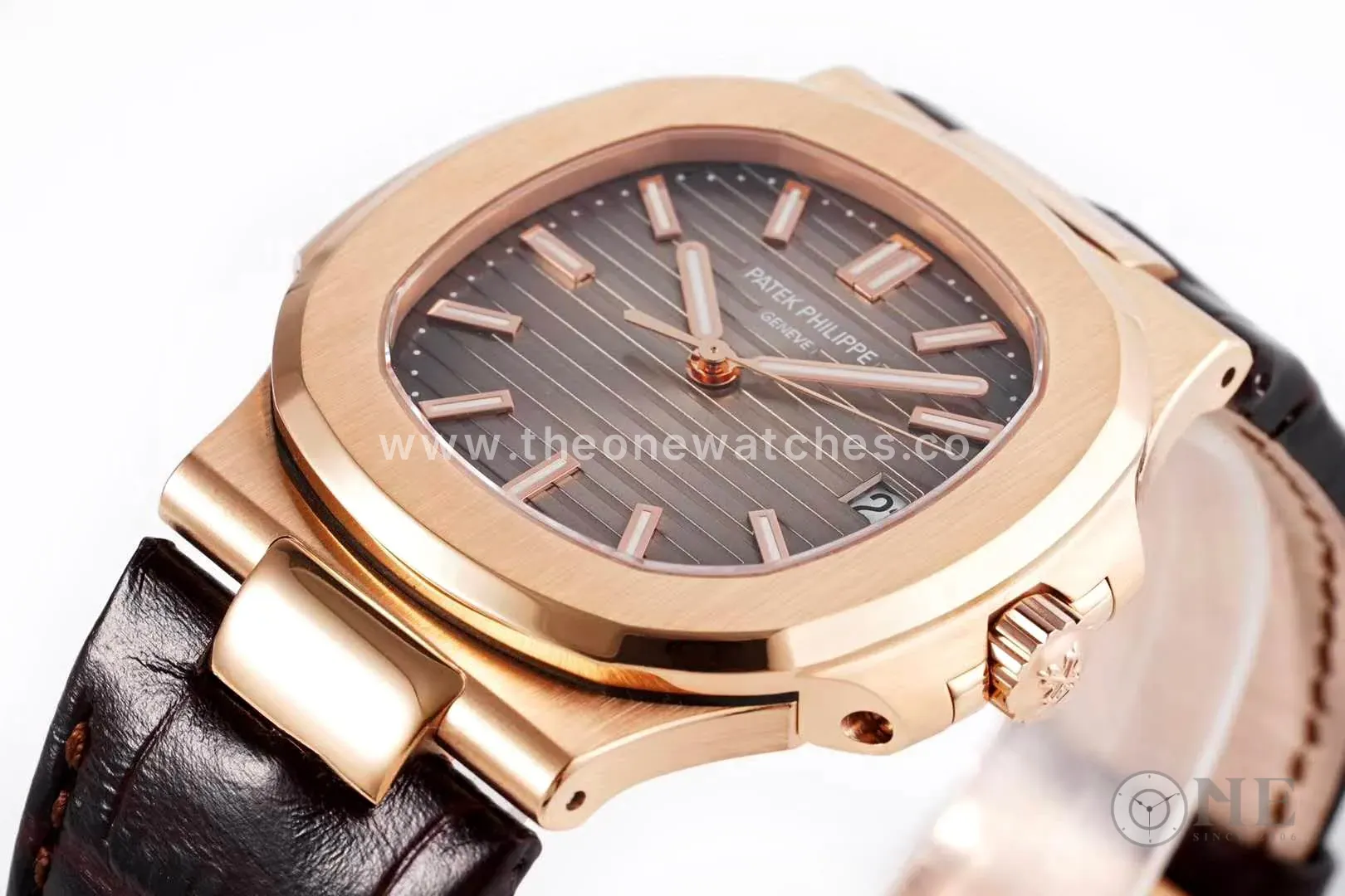 Nautilus Jumbo 5711 Brown Dial in Rose Gold with Brown Leather Strap - Image 4