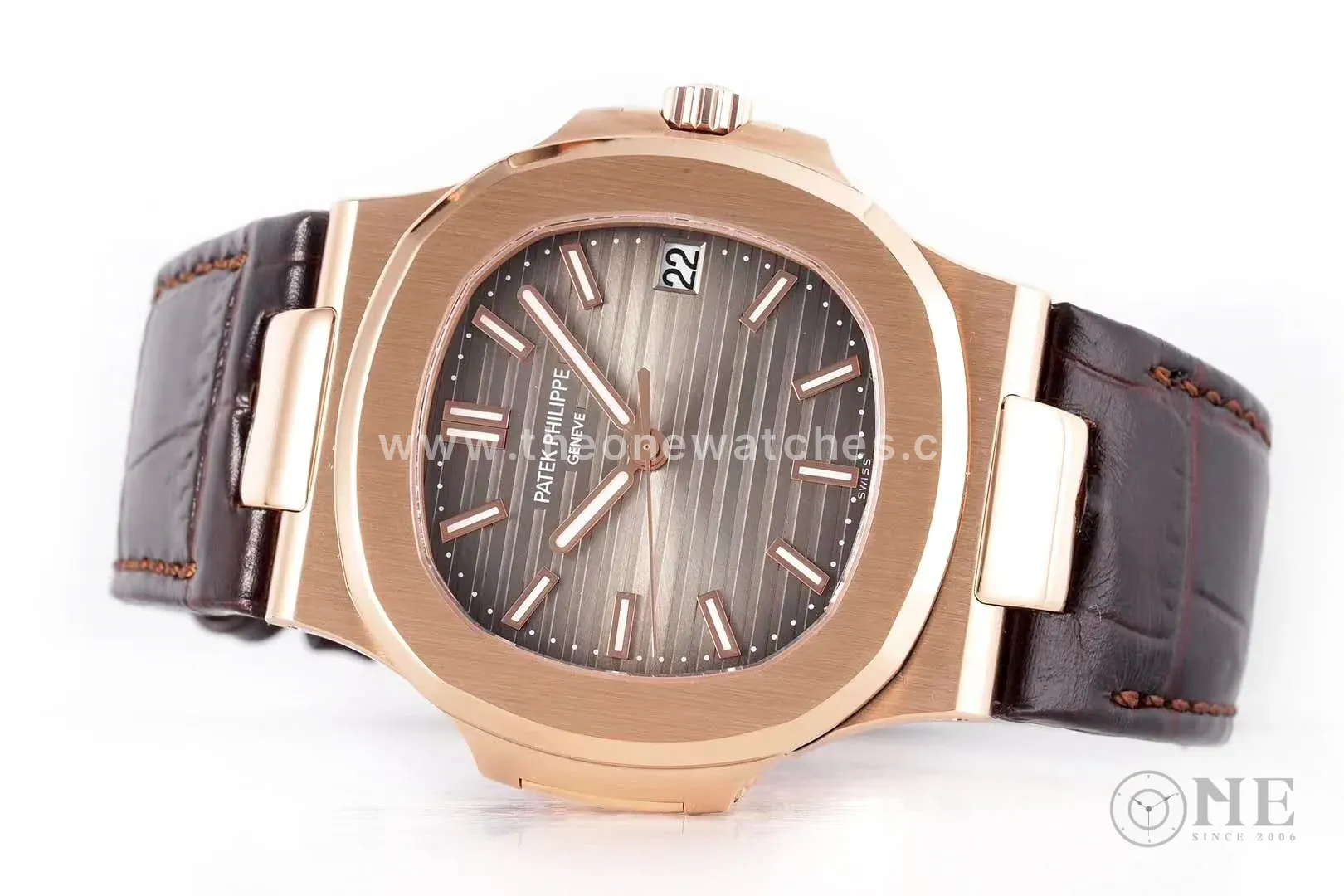 Nautilus Jumbo 5711 Brown Dial in Rose Gold with Brown Leather Strap - Image 3