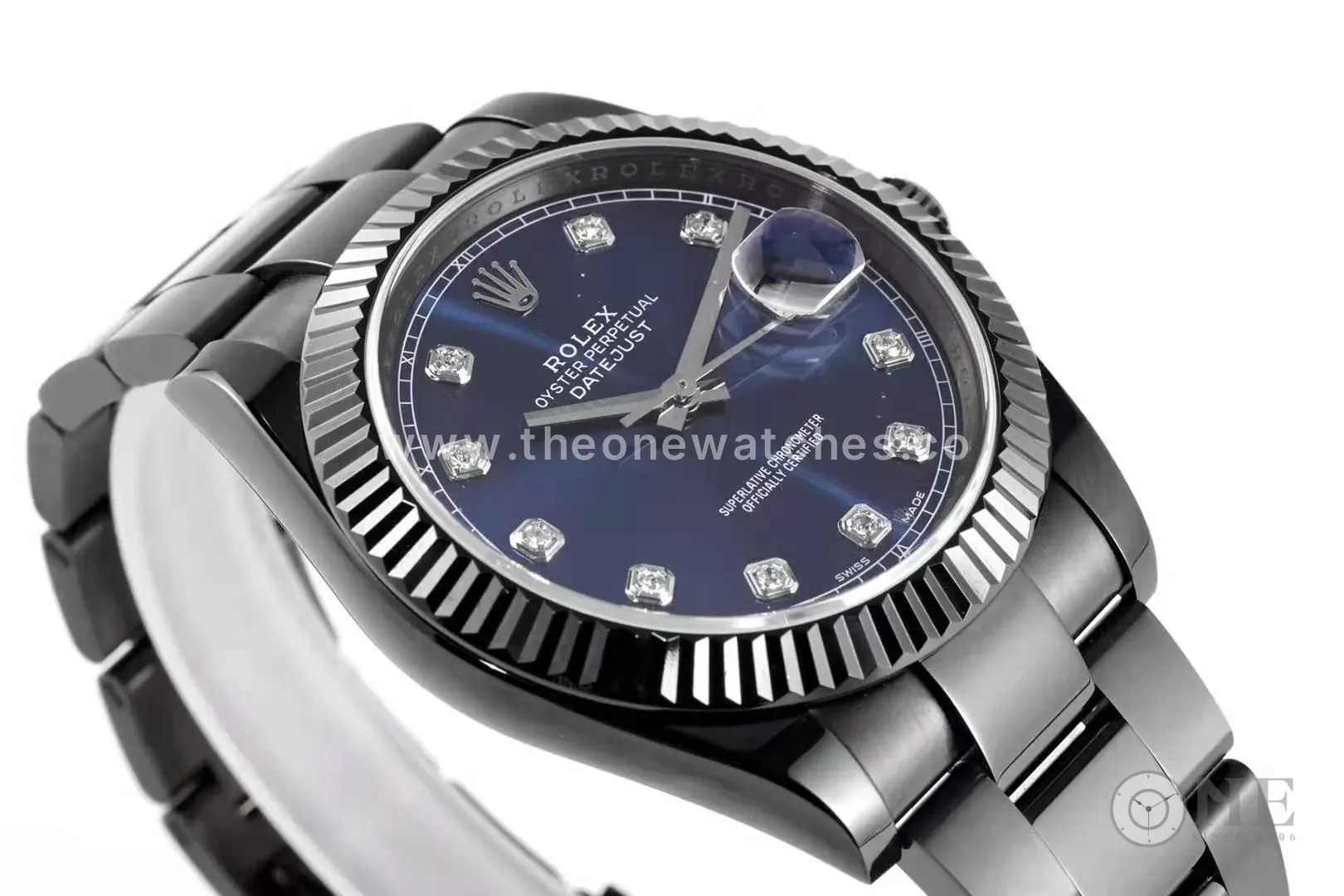 Datejust 41 blaues Zifferblatt mit Diamantindizes in schwarzem PVD – Bild 3