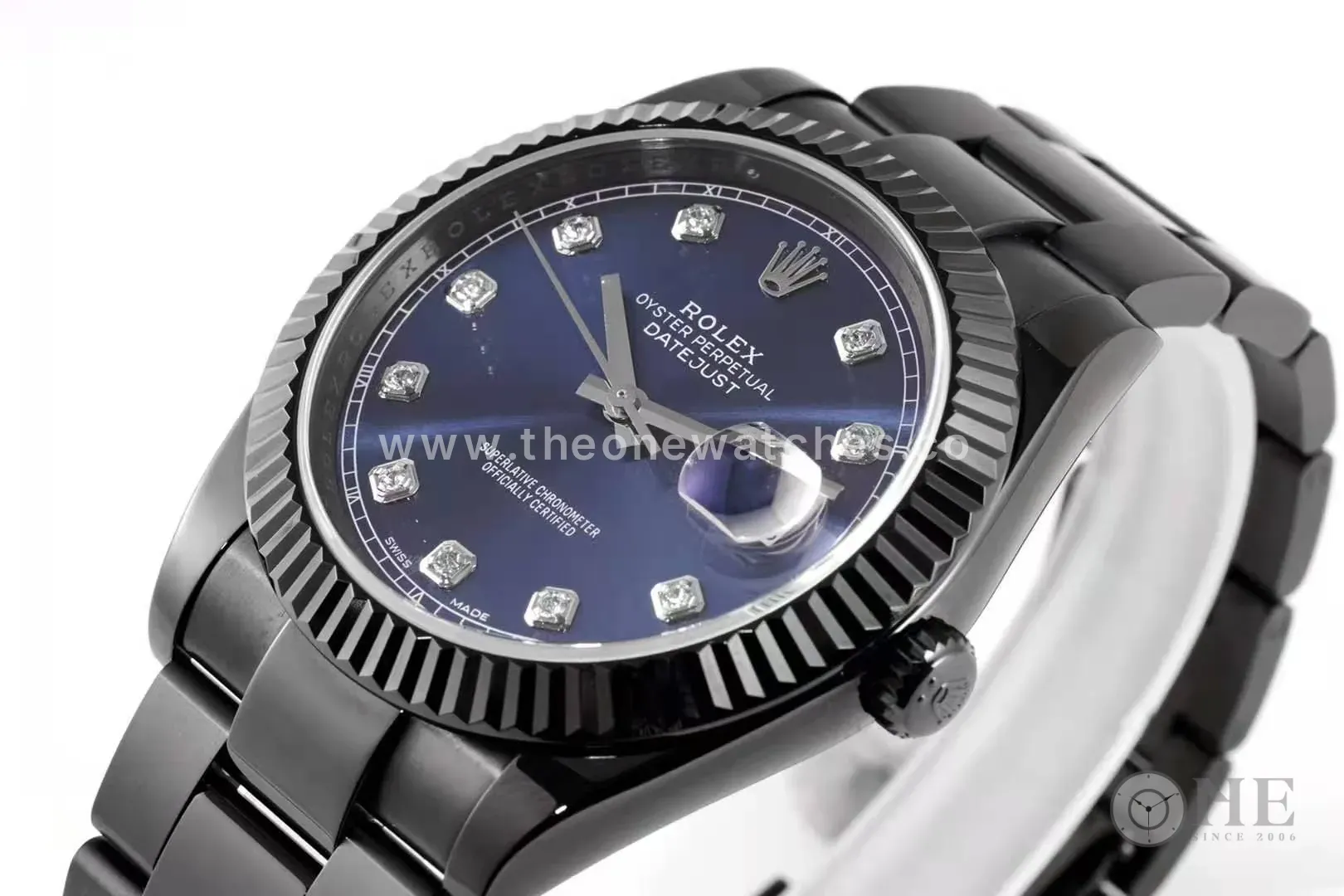 Datejust 41 blaues Zifferblatt mit Diamantindizes in schwarzem PVD – Bild 5