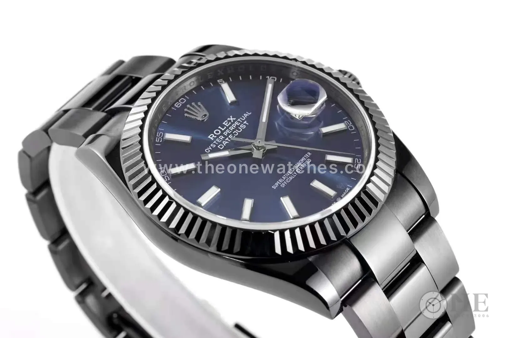 Datejust 41 cadran bleu index bâtons en PVD noir – Image 4