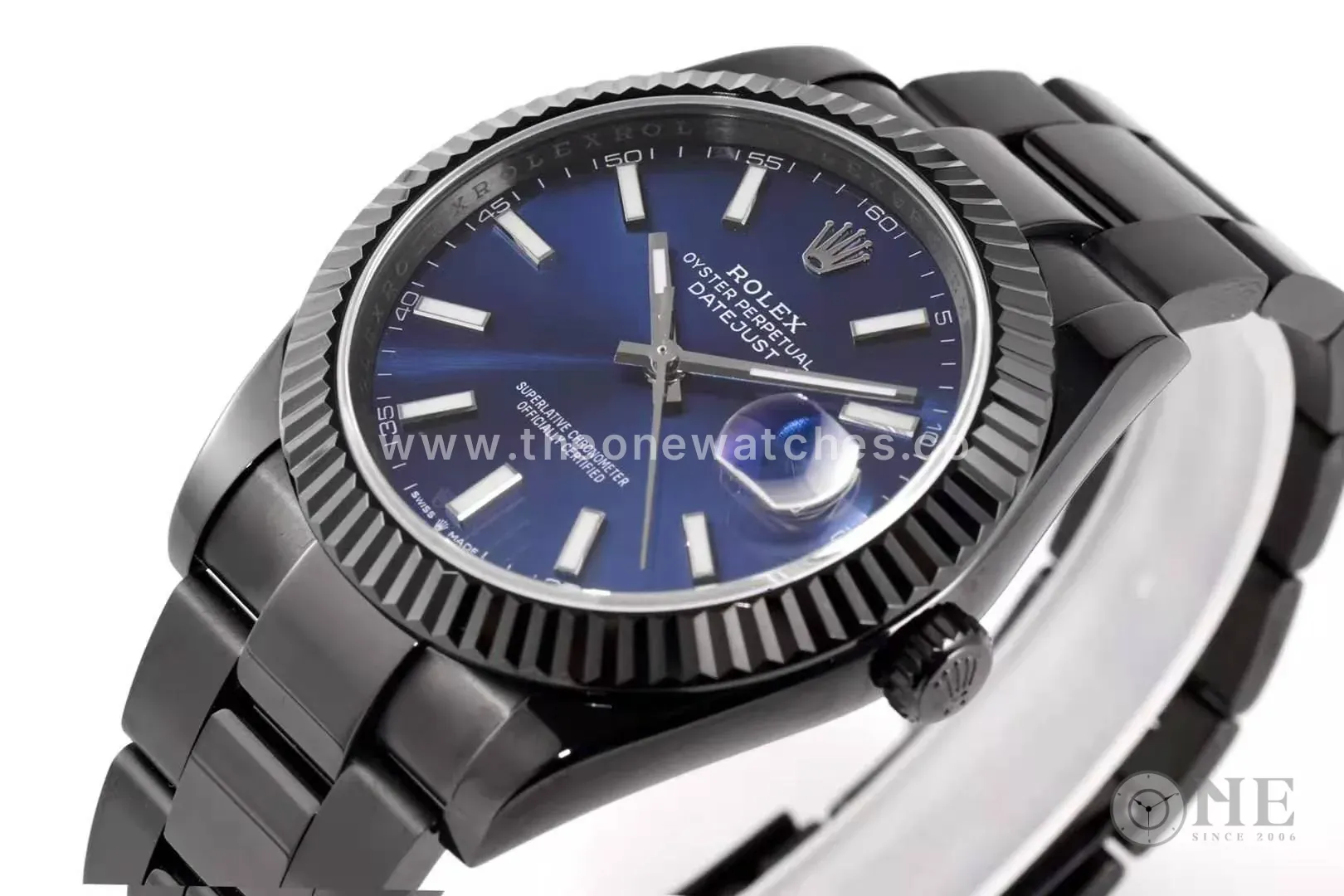 Datejust 41 cadran bleu index bâtons en PVD noir – Image 5