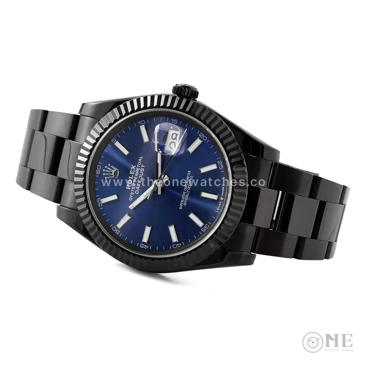 Datejust 41 cadran bleu index bâtons en PVD noir – Image 2