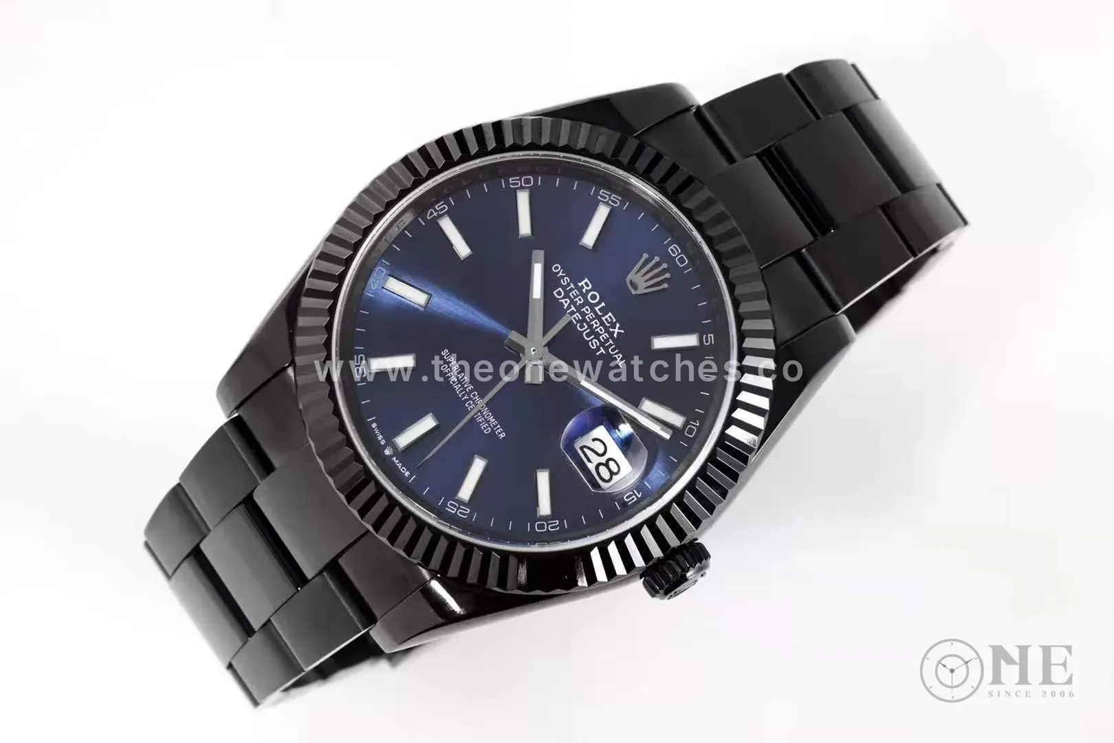Datejust 41 cadran bleu index bâtons en PVD noir – Image 3