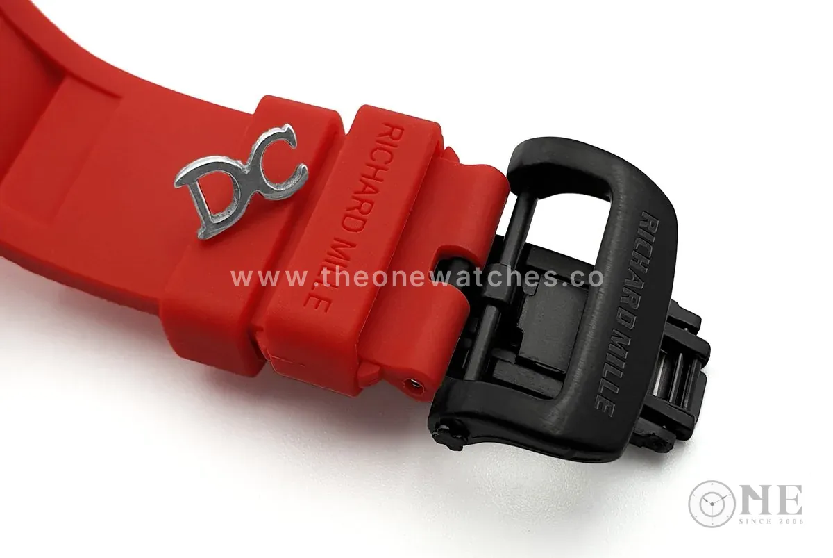 RM 052-01 Tourbillon Black Skull in PVD on Red Rubber Strap - Image 6