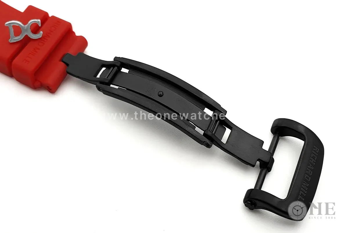 RM 052-01 Tourbillon Black Skull in PVD on Red Rubber Strap - Image 5