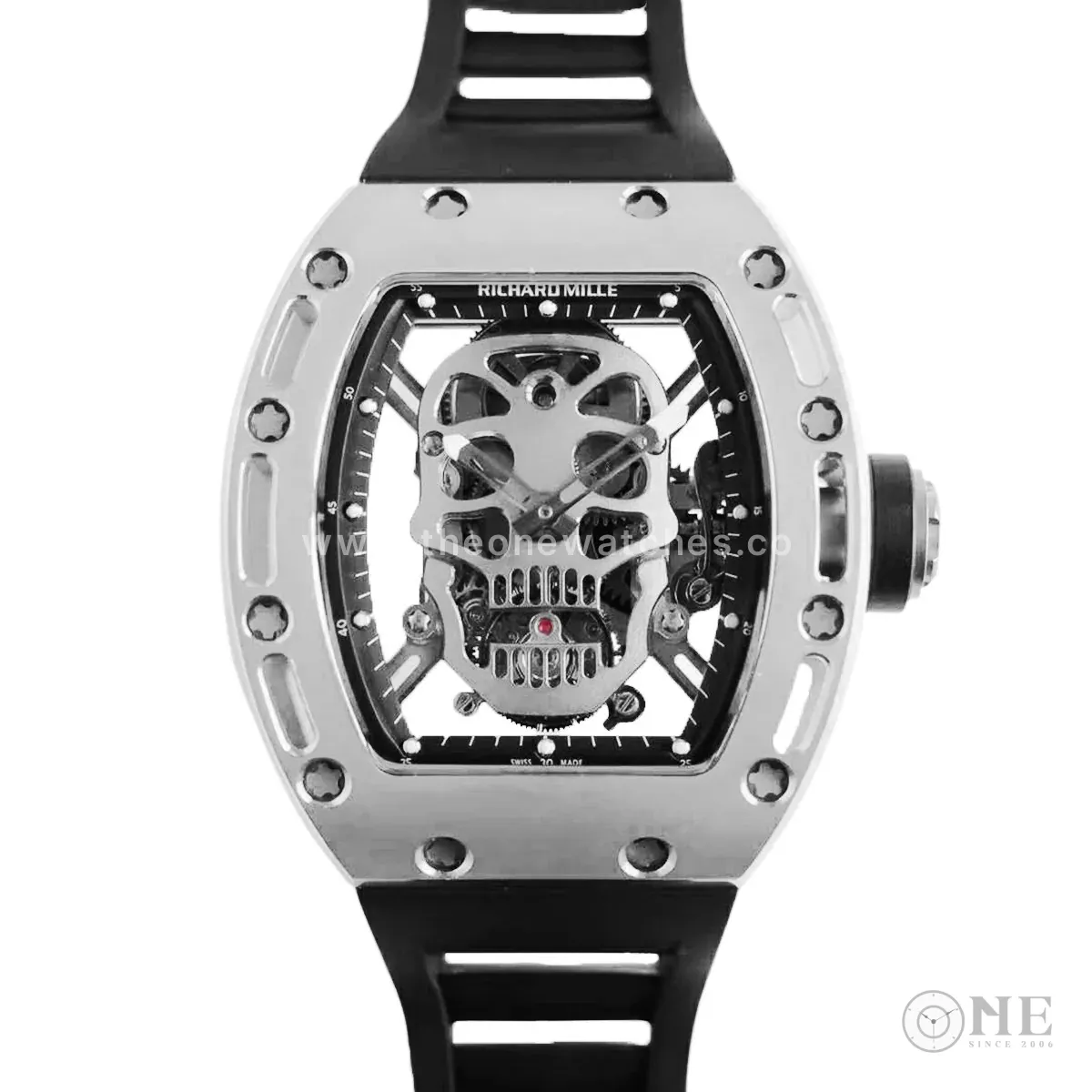 RM 052-01 Tourbillon Skull in Titanium on Black Rubber Strap