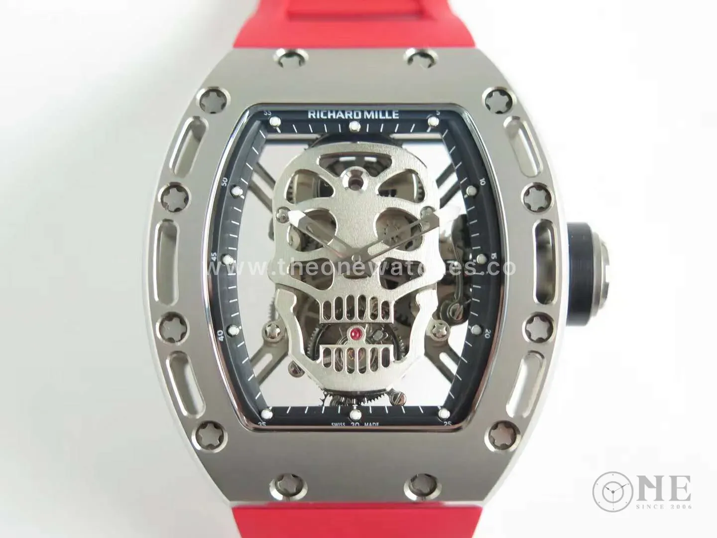 RM 052-01 Tourbillon Skull in Titanium on Red Rubber Strap - Image 4
