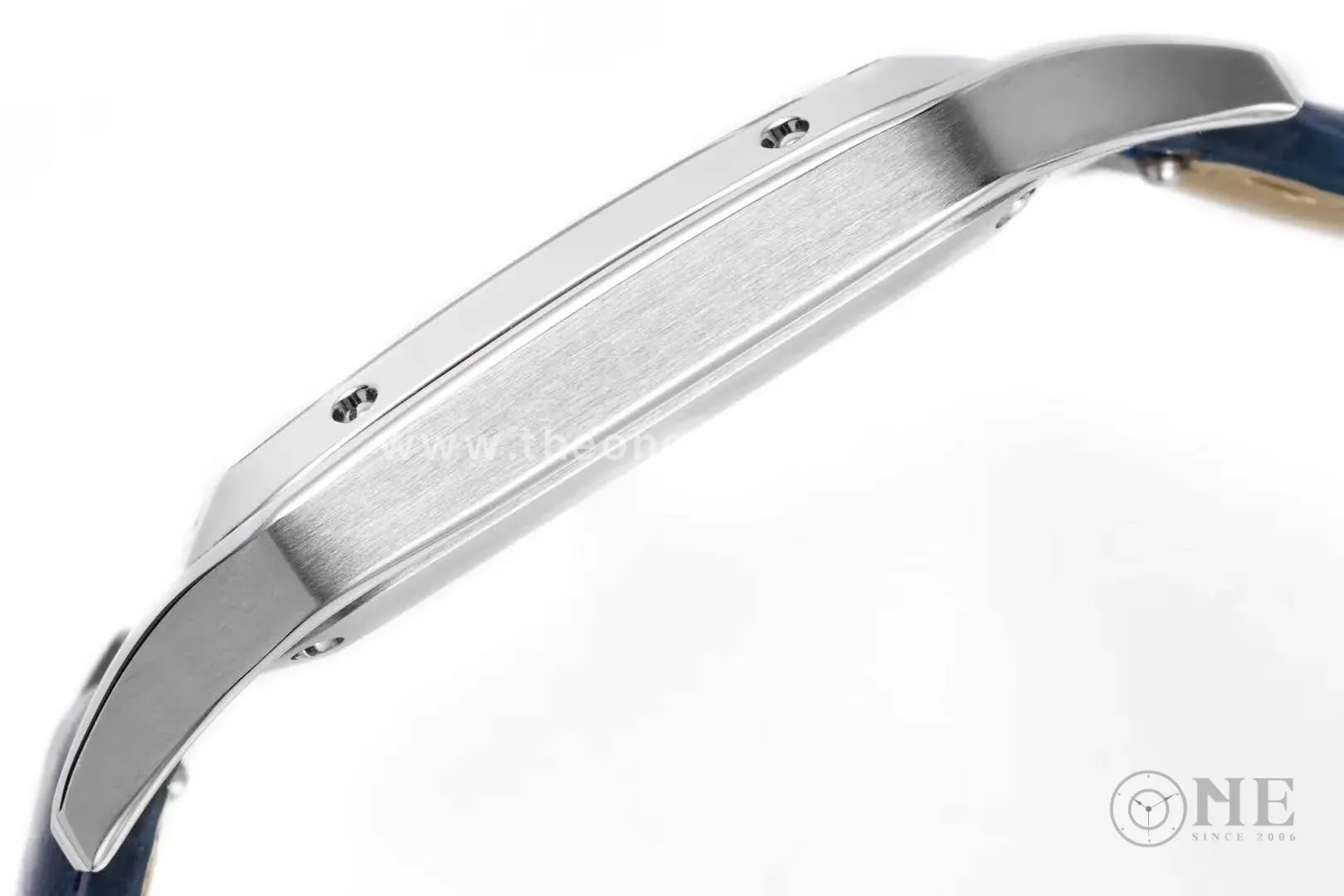 Santos-Dumont White Dial in Steel on Blue Leather Strap - Image 8