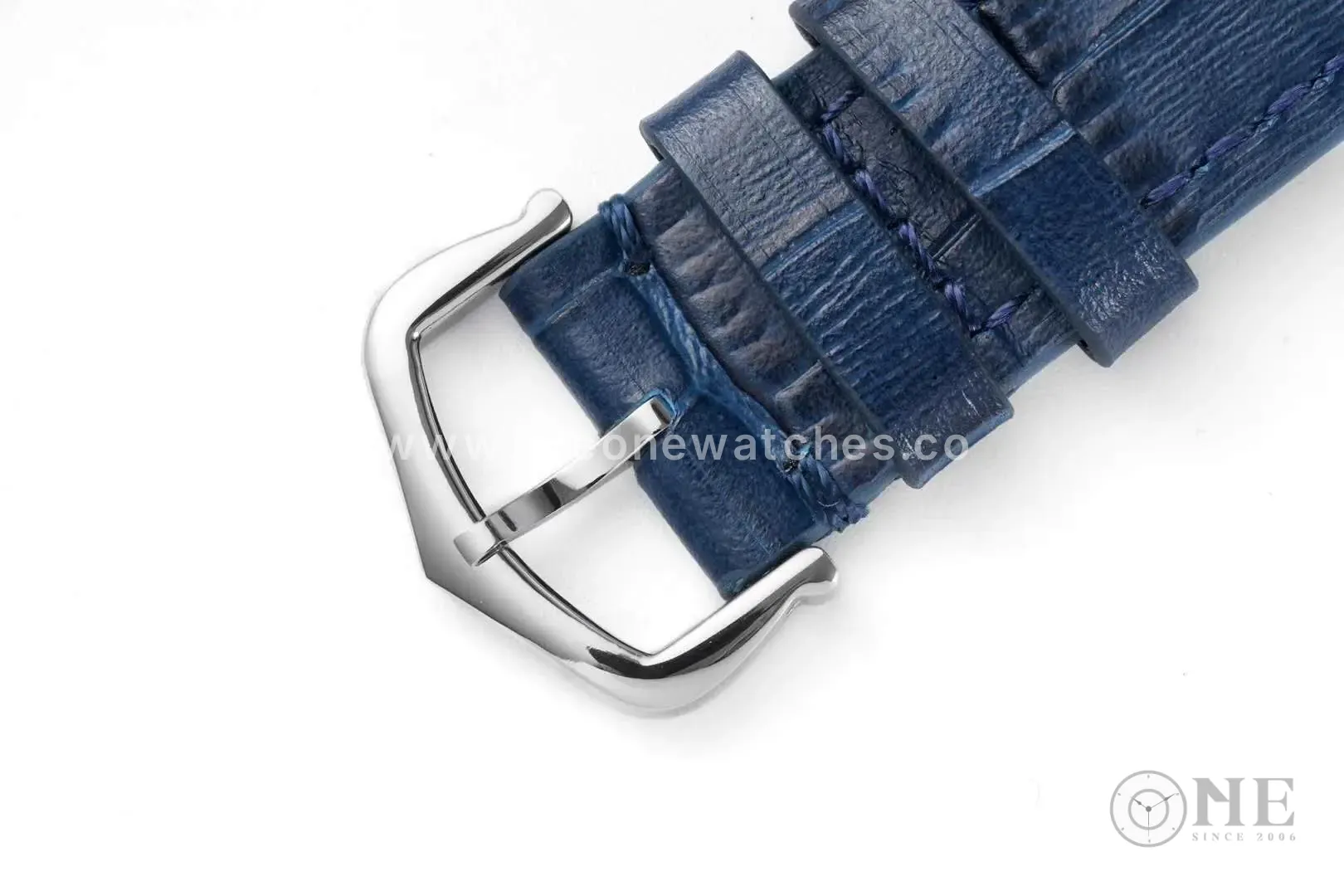 Santos-Dumont White Dial in Steel on Blue Leather Strap - Image 9