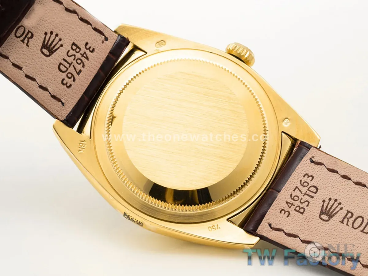 Day-Date 40 quadrante nero in oro giallo su cinturino in pelle - immagine 5