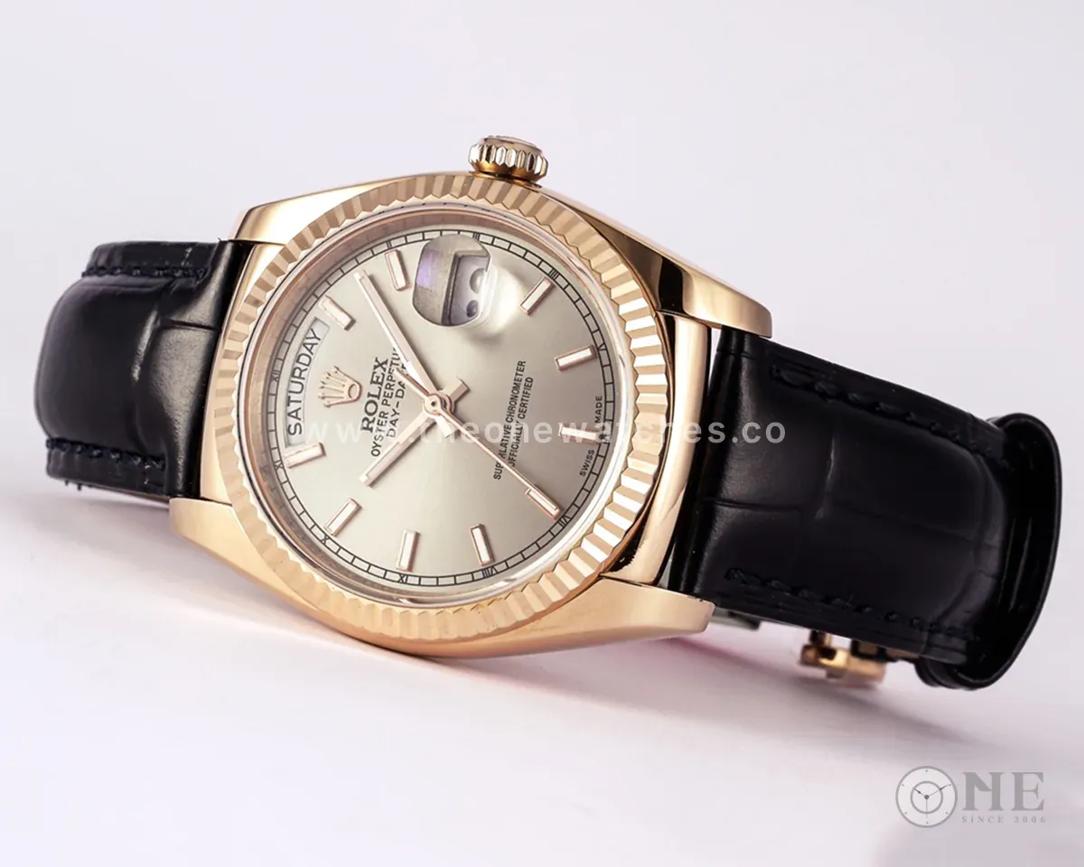 Day-Date 40 Silver Dial in Rose Gold on Leather Strap - Image 2
