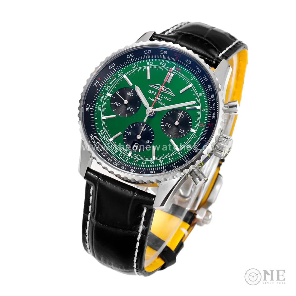 Navitimer B01 Chronograph 43 dunkelgrünes Zifferblatt in Stahl am Lederarmband – Bild 2