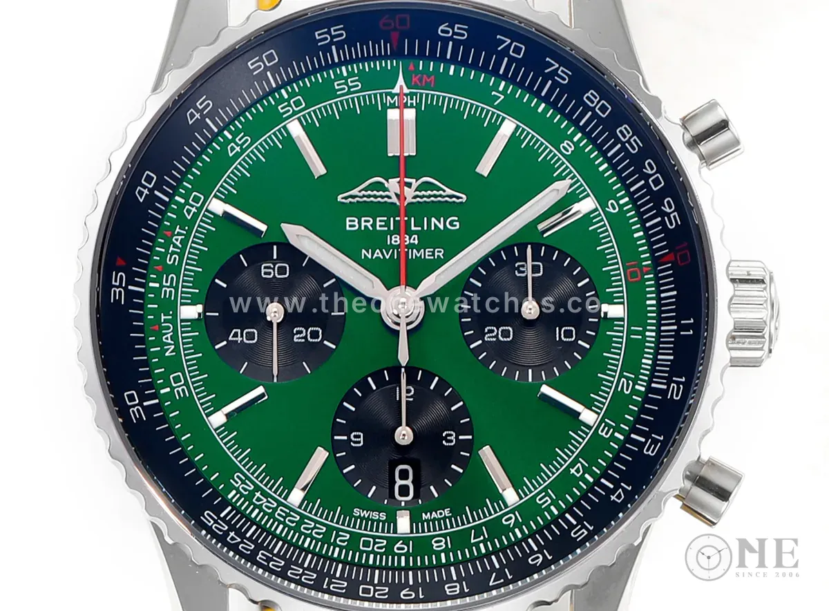 Navitimer B01 Chronograph 43 dunkelgrünes Zifferblatt in Stahl am Lederarmband – Bild 7