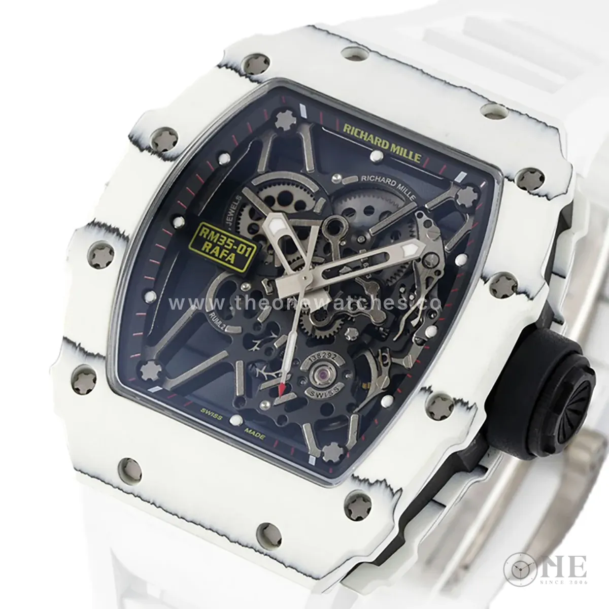 RM 035-01 Rafael Nadal White NTPT on White Rubber Strap (Sonic) - Image 3