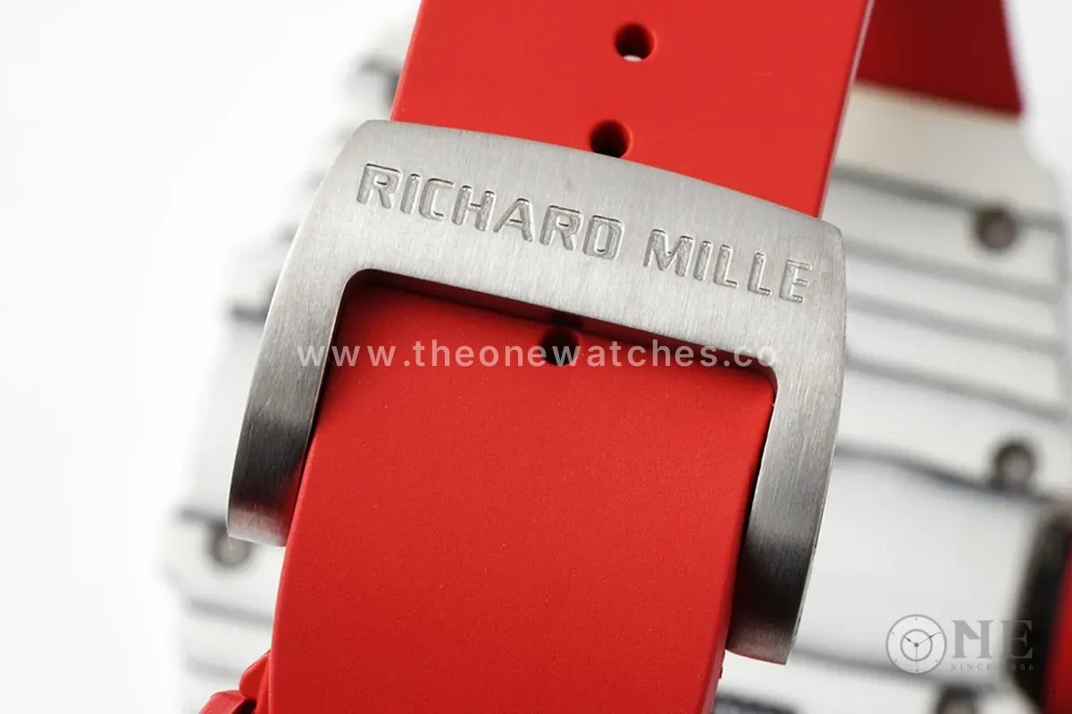 RM 035-01 Rafael Nadal NTPT bianco su cinturino in gomma rosso (Sonic) - immagine 9