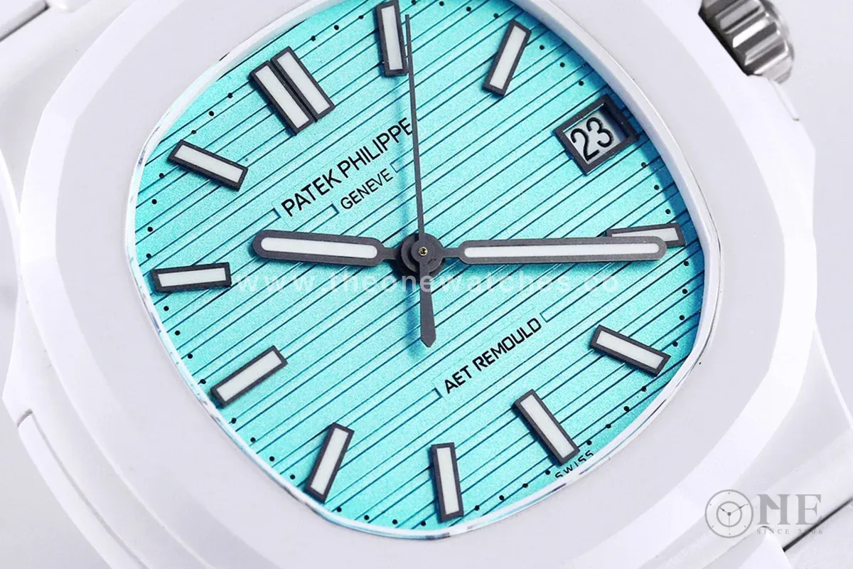AET Nautilus 5711 Roselend Blue Dial White Ceramic