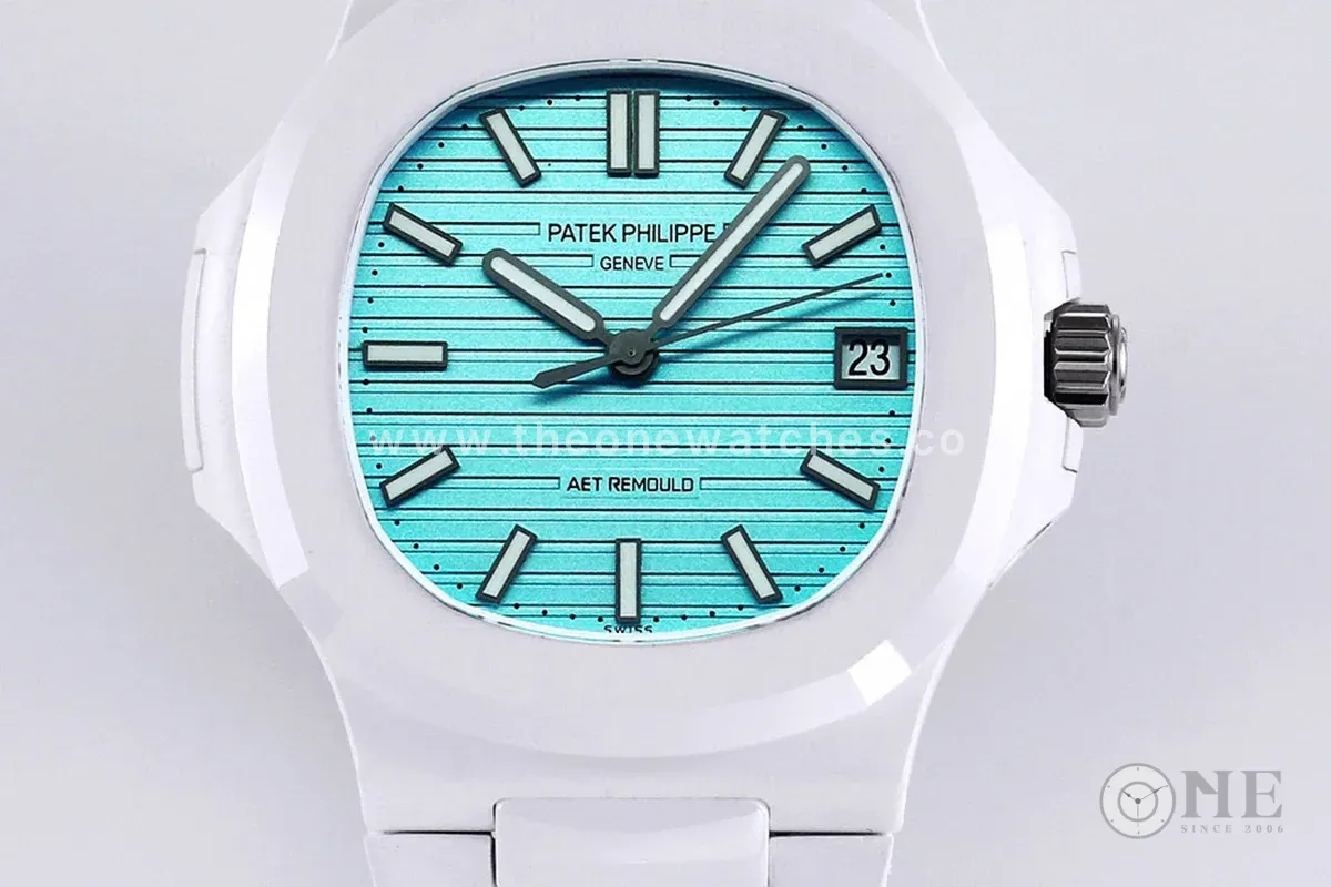 AET Nautilus 5711 Roselend Blue Dial White Ceramic