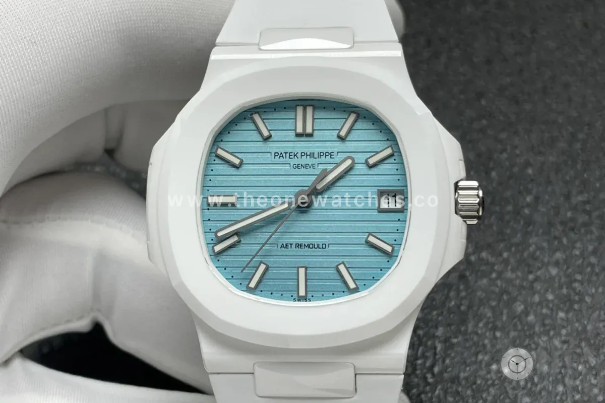 AET Nautilus 5711 Roselend Blue Dial White Ceramic