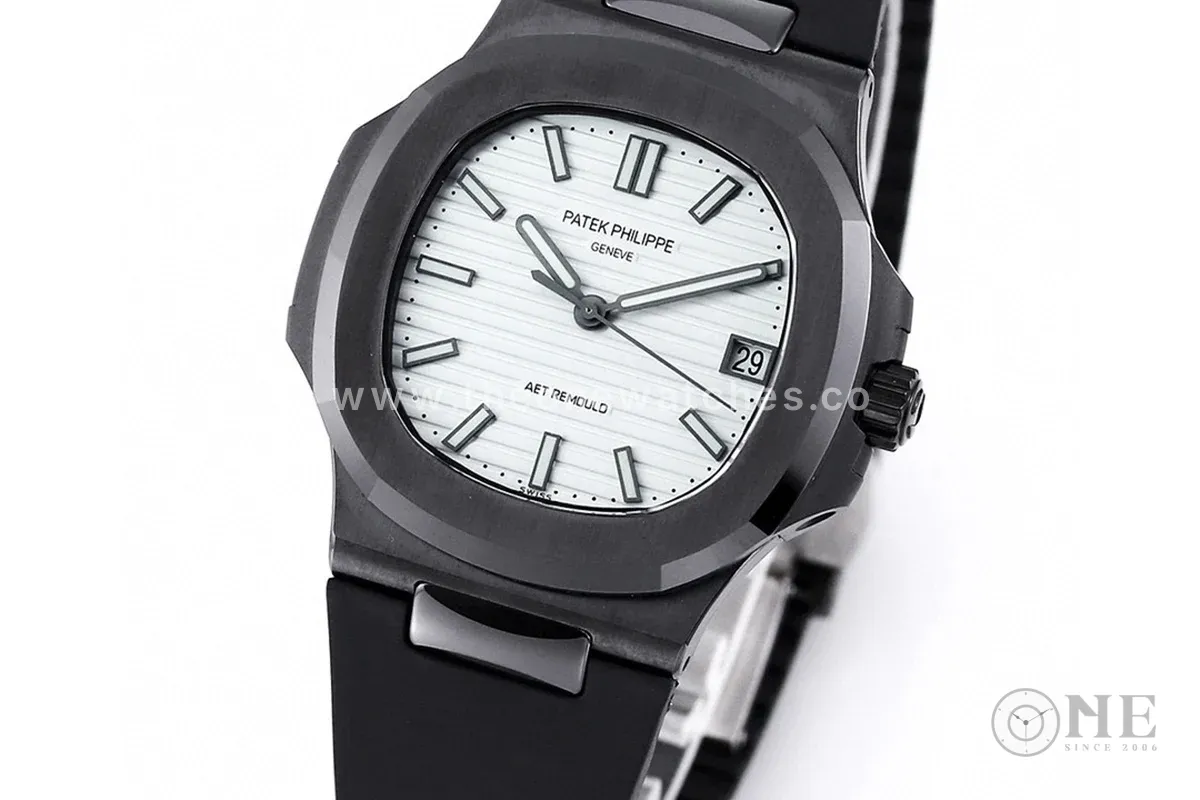 AET Nautilus 5711 White Dial Black Ceramic
