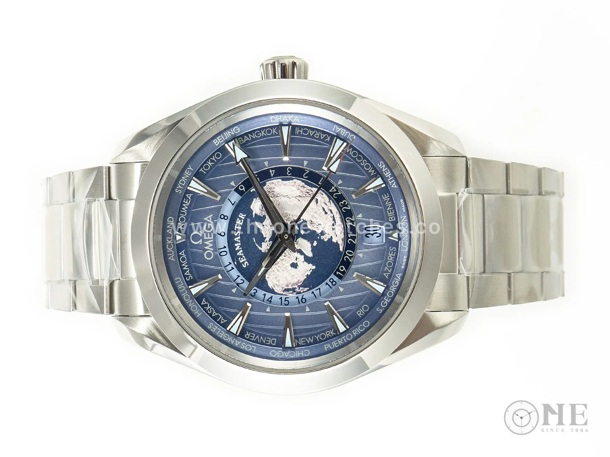 Aqua Terra 150M 43mm Worldtimer 24 VSF 1:1 Best Edition Summer Blue Dial on SS Bracelet A8938 Super Clone