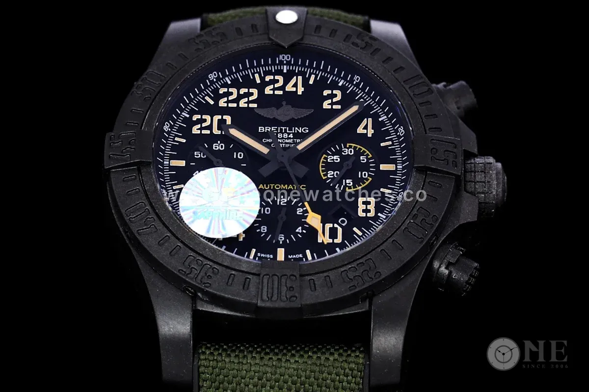 Avenger Hurricane Black Dial on Green Nylon Strap