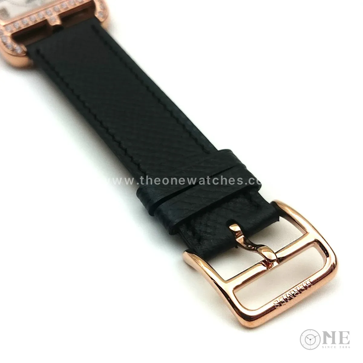 Cape Cod GM Quartz Rose Gold with Diamond Bezel on Black Epsom Leather Strap