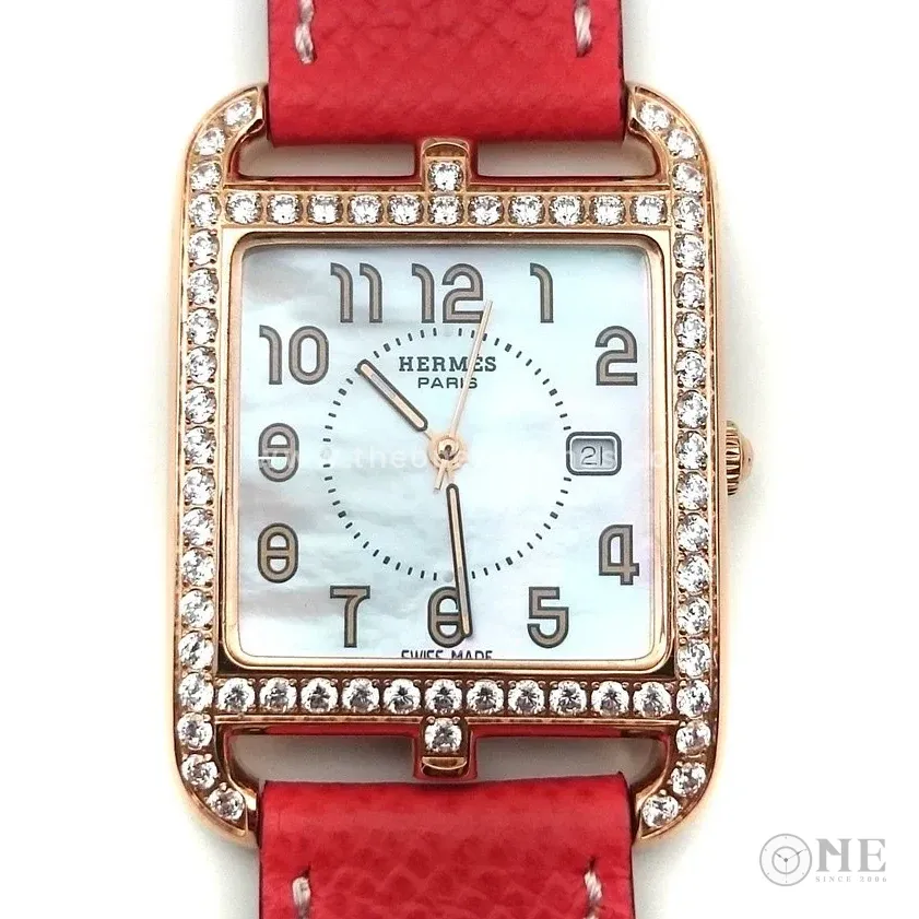 Cape Cod GM Quartz Rose Gold with Diamond Bezel on Vermilion Epsom Leather Strap
