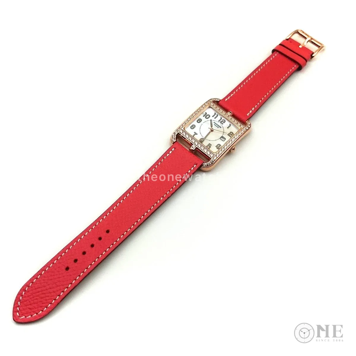 Cape Cod GM Quartz Rose Gold with Diamond Bezel on Vermilion Epsom Leather Strap