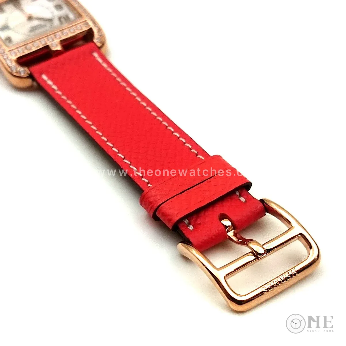 Cape Cod GM Quartz Rose Gold with Diamond Bezel on Vermilion Epsom Leather Strap