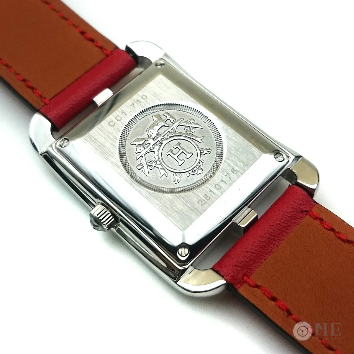 Cape Cod Steel with Diamond Bezel on Red Fjord Leather Strap