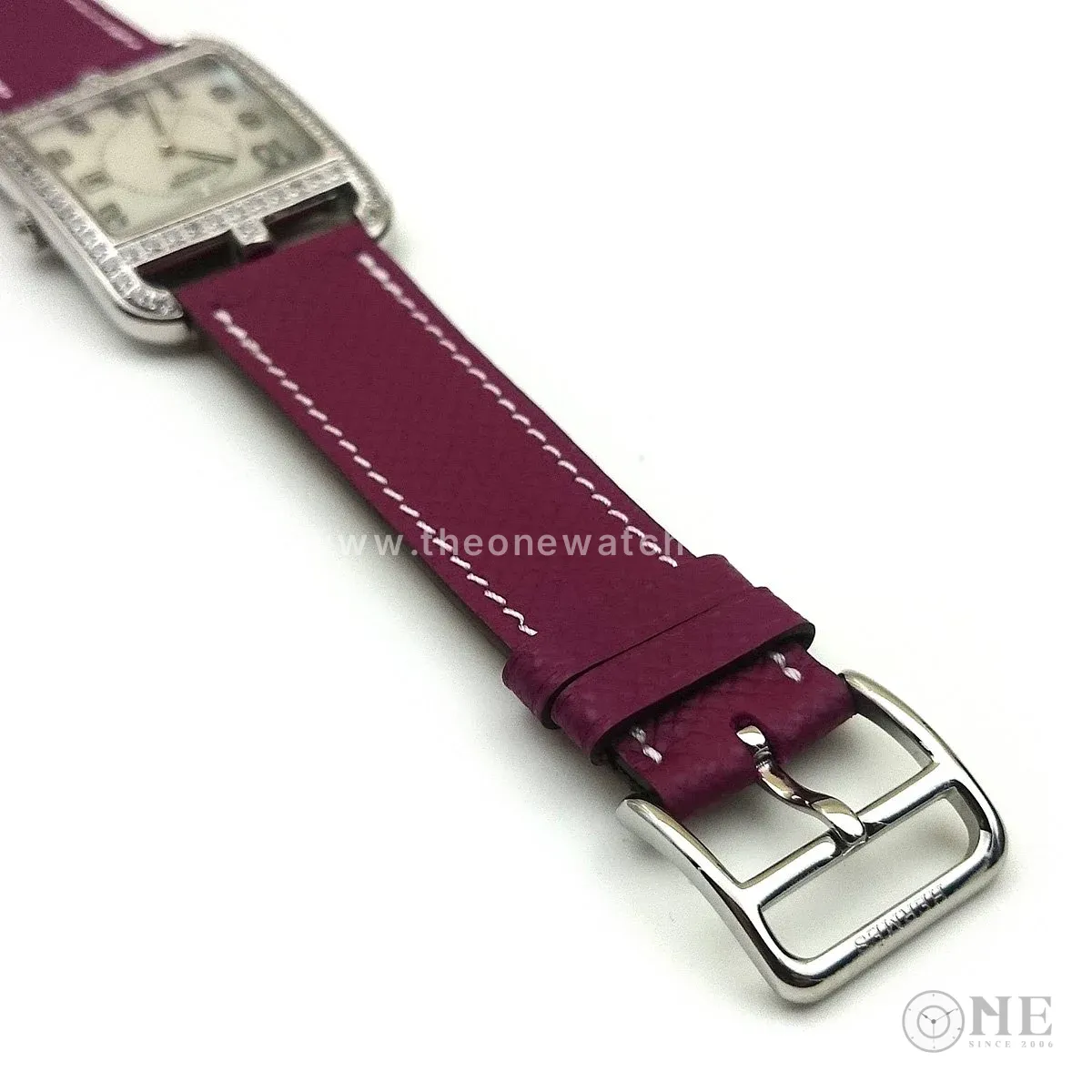 Cape Cod Steel with Diamond Bezel on Violet Epsom Leather Strap