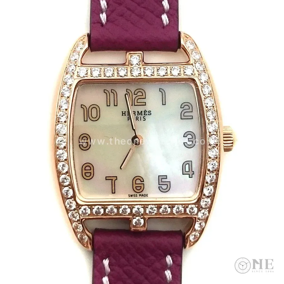 Cape Cod Tonneau Rose Gold with Diamond Bezel on Violet Epsom Leather Strap