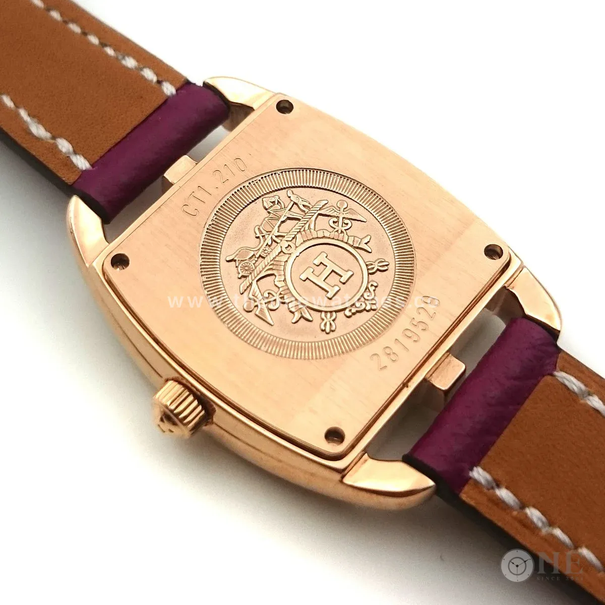 Cape Cod Tonneau Rose Gold with Diamond Bezel on Violet Epsom Leather Strap