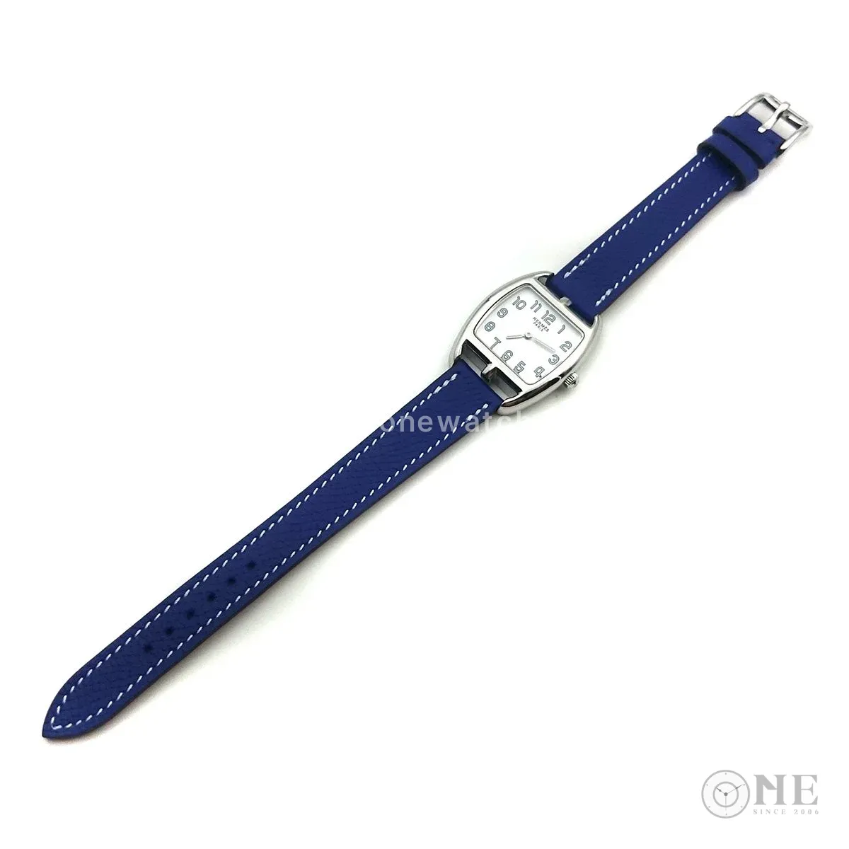 Cape Cod Tonneau Steel on Blue Epsom Leather Strap