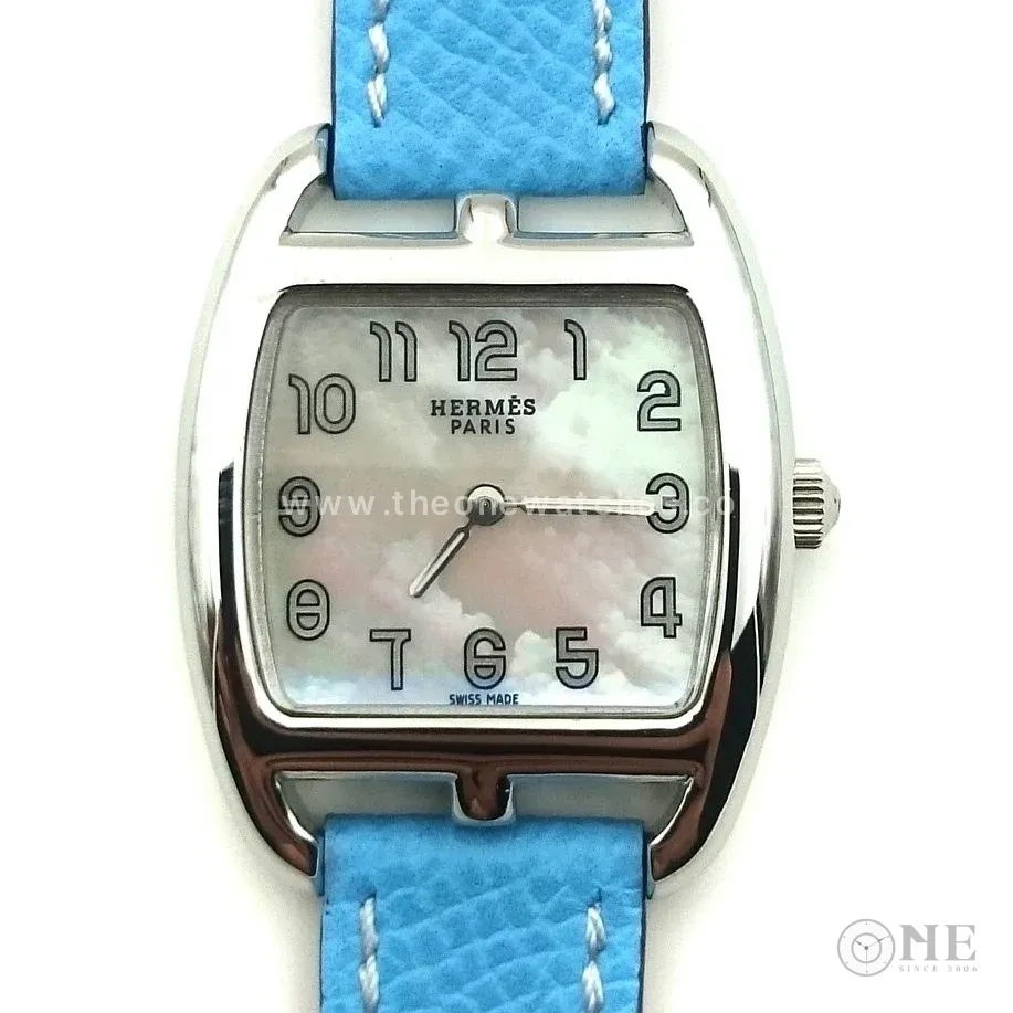 Cape Cod Tonneau Steel on Light Blue Epsom Leather Strap