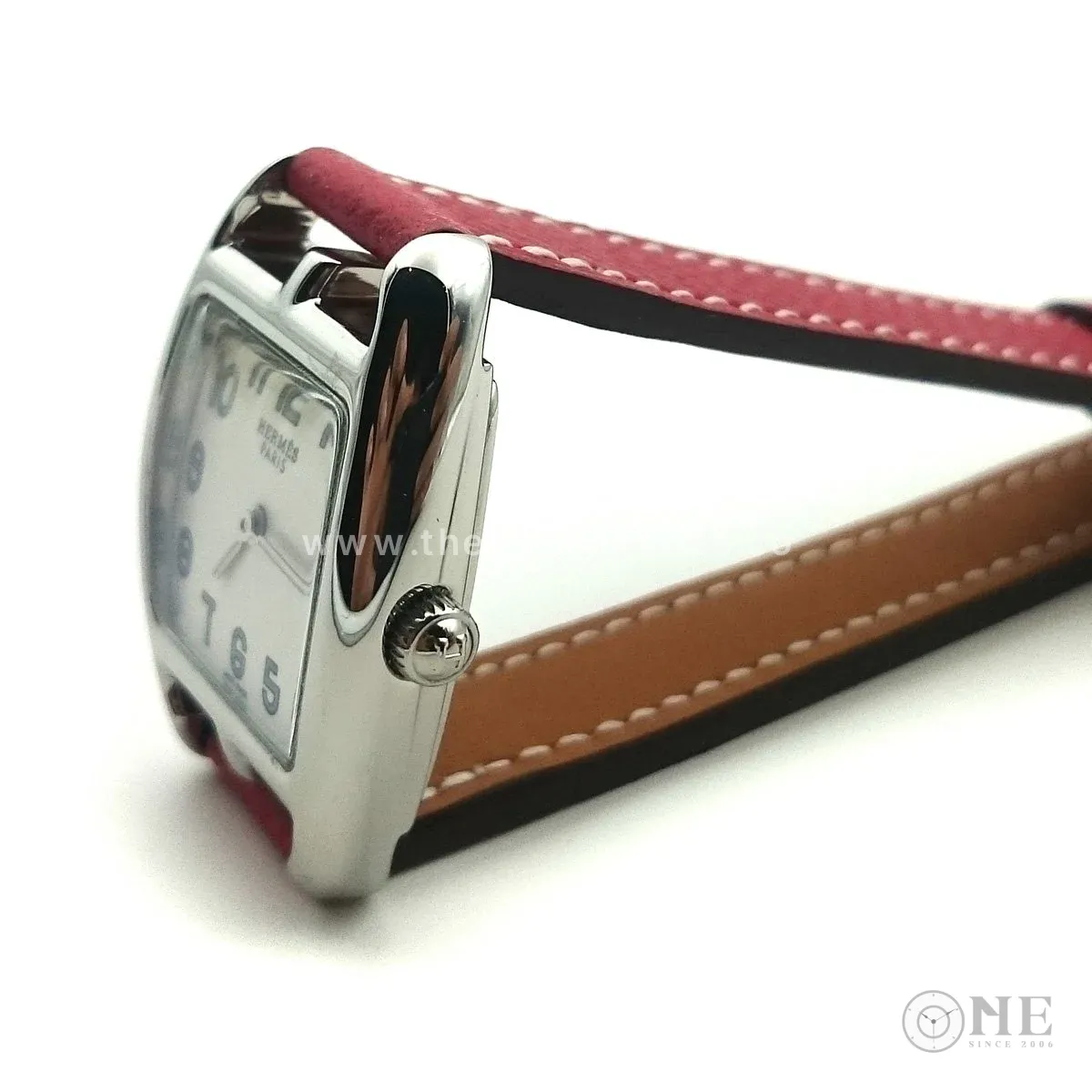Cape Cod Tonneau Steel on Red Epsom Leather Strap