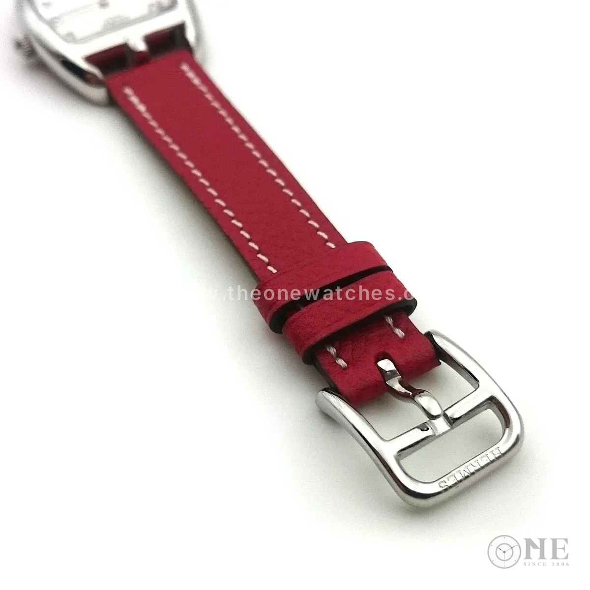 Cape Cod Tonneau Steel on Red Epsom Leather Strap